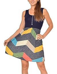 Mini vestido sin mangas, estampado a rayas, con bolsillos, para dama