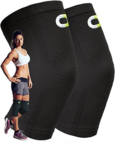 Knee Compression Sleeve (1 Pair) - Instant Knee Support Brace for Running, Sports, Jogging, Basketball - Meniscus Tear, Arthritis, Joint Pain Relief, Injury Recovery - Knee Sleeves for Men and Women