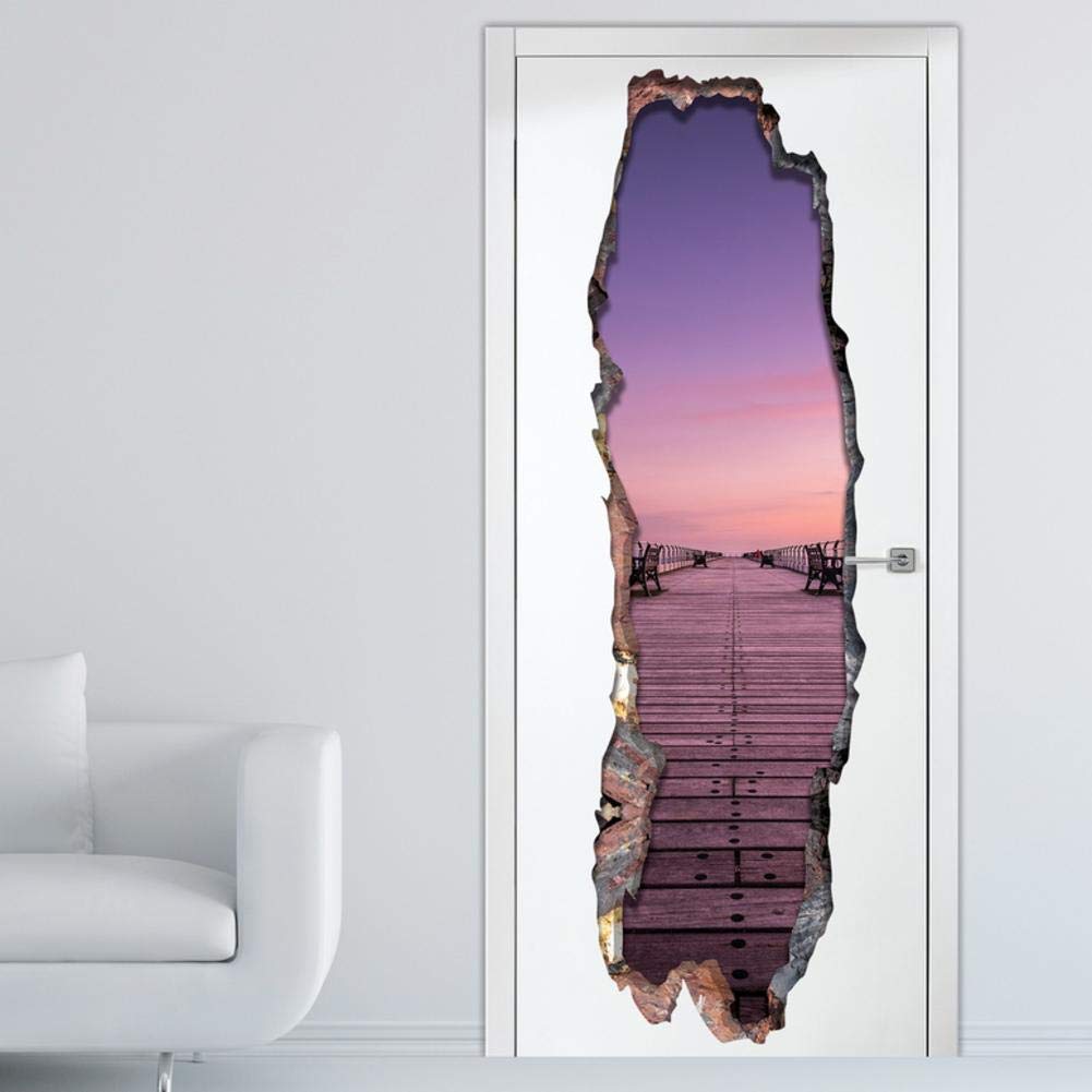 Wallflexi Wall Stickers 3D Serenity Door Mural Wall Art Murals Removable Self-Adhesive Decals Nursery Kindergarden Kids Room Restaurant Cafe Hotel Office Home Decoration, multicolour