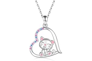 DkakoJew Cute Cat Necklace - Pendant Necklace for Girls, Boys, Sons, Granddaughters - Birthdays, Christmas, Graduation Gifts - Ages 3+