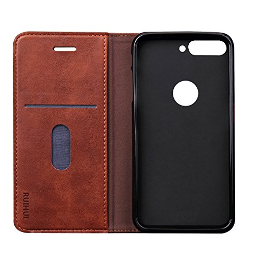 Moto Z2 Play Case,RUIHUI Luxury Leather Wallet Folding Flip Protective Shock Resistant Case Cover with Card Slots,Kickstand Feature and Magnetic Closure For Motorola Moto Z2 Play 2017 Release (Brown)
