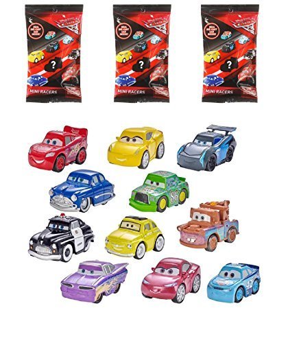 Set of 3: Disney Pixar Cars 3 - MINI RACERS Blind Bags - Real Die-Cast, Awesome Pocket-Sized Version, Featuring Characters from all three Disney Pixar Cars Movies