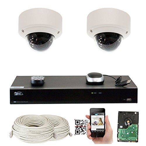 GW Security 5-Megapixel (2592 x 1920) 8 Channel PoE 4K NVR Security Camera System - 2 5MP Dome IP Video Audio Surveillance Weatherproof Microphone Cameras, 2.8-12mm Varifocal Zoom Lens