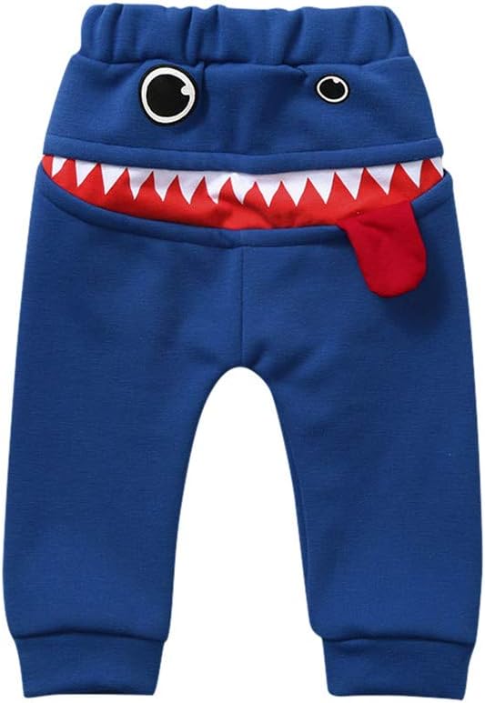 Baby Pants,Toddler Baby Kids Girls Boys Cartoon Shark Character Letter Tongue Harem Pants Toddler Thick Warm Trouser for 0-3 Years Old Kids Solid Pants Leggings