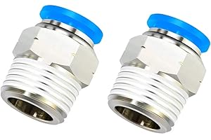 VETLEY PNEUMATIC Push to Connect Fitting 8MM Tube OD x 1/2 Inch NPT Thread Male Straight Connector Air Fittings Blue PC8-N4(Pack of 10)