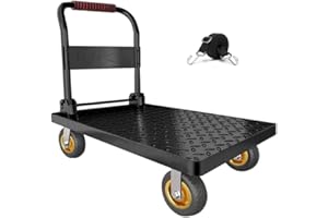 LIBEROLL Heavy Duty Platform Truck Flat Cart Hand Trucks,1500 to 2000Lbs Steel Push Cart Dolly with Brake Design, 36 x 24in or 27x19in Large Flatbed Black Trolley (BL, 27X19 Small)