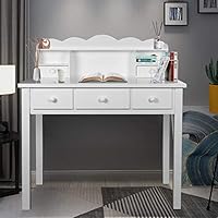 Home Office Furniture Writing Desk,Computer Work Station with Detachable Hutch,5 Drawers(White)