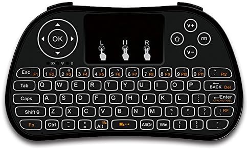 RabbyRock Mini Wireless Keyboard and Touchpad Mouse Combo - 2.4Ghz Colorful Backlit Handle Control - Best Remote Control &amp; Rechargeable Combos for PC, Pad, Google Android TV Box (S5)