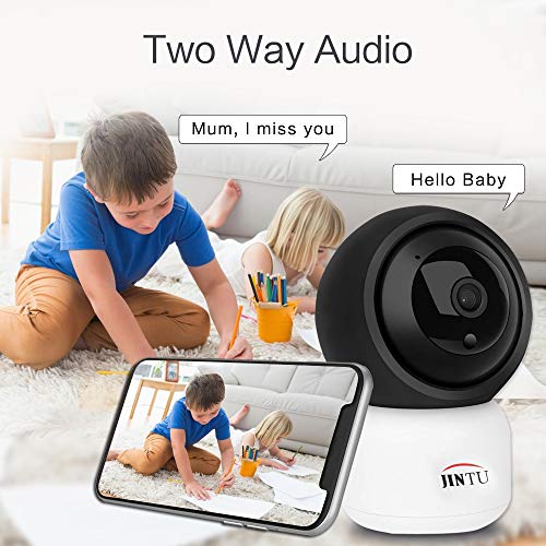 JINTU Home Security Camera, 1080P Smart WiFi Camera Work with Alexa,Google, Pan/Tilt/Zoom, Motion Detection, Night Version, 2-Way Audio for Home/Office/Baby/Pet Indoor Surveillance System