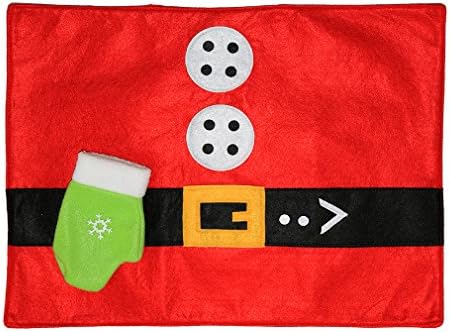 Placemats for Dining Table, Christmas Red Placement Nonwoven Cloth Mat for Table with Tableware Holder Bag