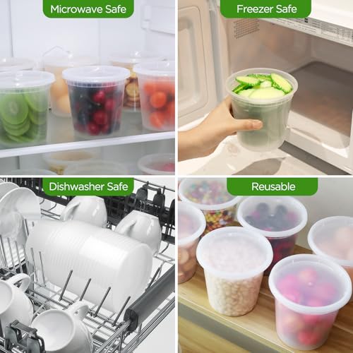 VINATO Airtight Food Containers, 24pcs 720ml/24oz Deli Food Containers with Lids, Reusable, BPA Free, Dishwasher and Microwave Safe