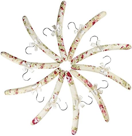 10 Pack Adults 15" Thick Red Rose Non Slip Padded Hangers, Suit for Sweater and Any Women Clothes