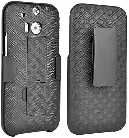 Arden HTC ONE M8 Shell Holster Combo Case with Kickstand & Belt Clip [2 Year Warranty] (Black)