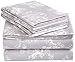 Amazon Brand – Pinzon Cotton Flannel Bed Sheet Set - Queen, Floral Grey