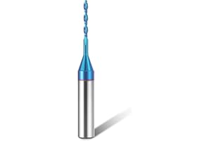 HQMaster Spiral Router Bits 1/4 inch Shank 1/16“ Cutting Diameter Solid Carbide Nano Blue Coated Spiral CNC Bits End Mill for Wood Cut Carving Engraver (1/16" Downcut)