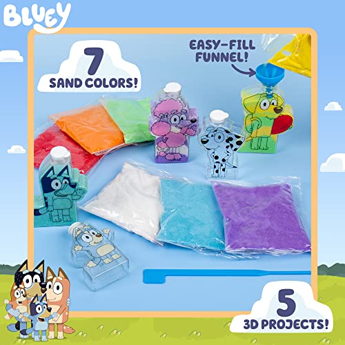 Bluey Sand Art, Includes 5 Sand Art Bottles & 7 Colored Sands, Features