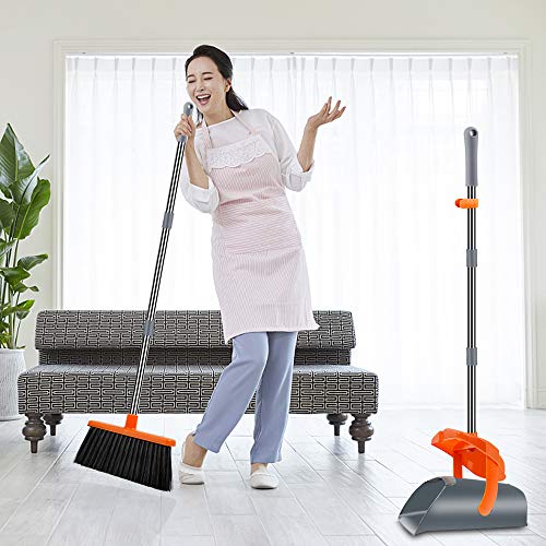 Kelamayi Broom and Dustpan Set Foldable Stainless Long Handle