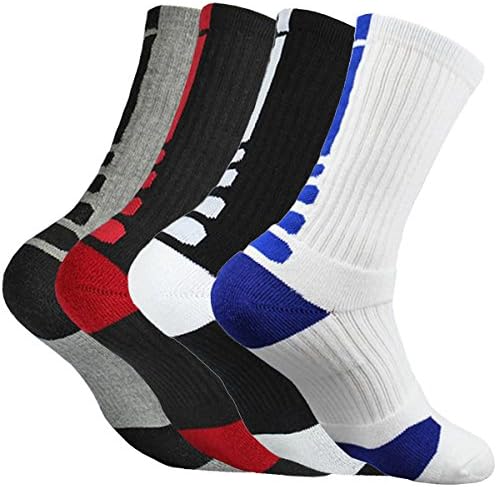 4 Pack Men's Dri-Fit Athletic Crew Socks Cushion Compression Sports Basketball Sock size 7-12 (Color 2)