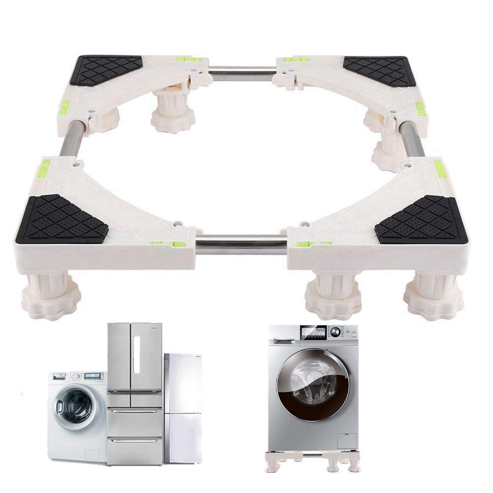 Eboxer 4/8 Feet Washing Machine Base Stand, Universal Full Adjustable Squared Appliance Roller Base Holder Bracket, for Washing Machine and Refrigerator (8 Feet)