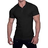 Muscle Cmdr Men's Slim Fit Muscle Polo Shirts Long&Short Sleeve Stretch Quick Dry Tee Casual Golf Athletic T-Shirts