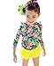 Baby Girls Three Pieces Floral Sun Protection Swimsuit Bikini Set (4-5T, Yellow) XL