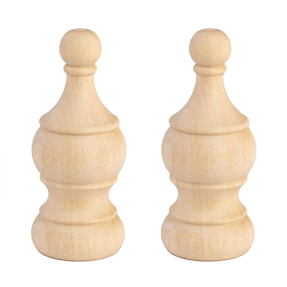 Photo 1 of 2 Pack Unfinished Wooden Finials for Bed Posts, 5.9" Tall x 2.4" Wide Decorative Wood Finials for Furniture, DIY Crafts & Home Decoration