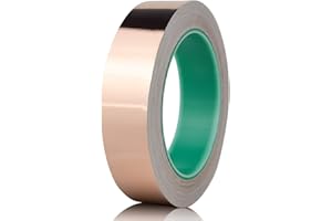 CCHUIXI Copper Foil Tape (1" x 66ft), Double Sided Conductive Adhesive, for Guitar Muffling, EMI Shielding, Crafts, Motor Coils, Grounding.