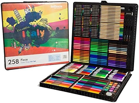 BoTen Watercolor Pen Crayon Color Pencils Painting Portfolio Set (258 Color)