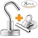 WADOXY Premium Magnetic Hooks, 6 Pack Including 2 Extra Magnetic Clips- Super Strong Heavy Duty Neodymium 25 LB Set With Stickers, Organization Magnets For Indoor/Outdoor Multi-Use