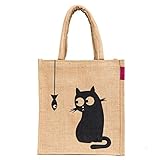 Love Me Jute Lunch Bag (Small Cat, Size, Height:11in, Lenght: 9in, Width: 11in)