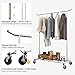 LANGRIA Heavy Duty Rolling Commercial Single Rail Clothing Garment Rack with Wheels Height Adjustable Collapsible Clothes Rack Max Load Capacity 143.5 lbs. for Bedroom Dressing Room Store (Chrome)