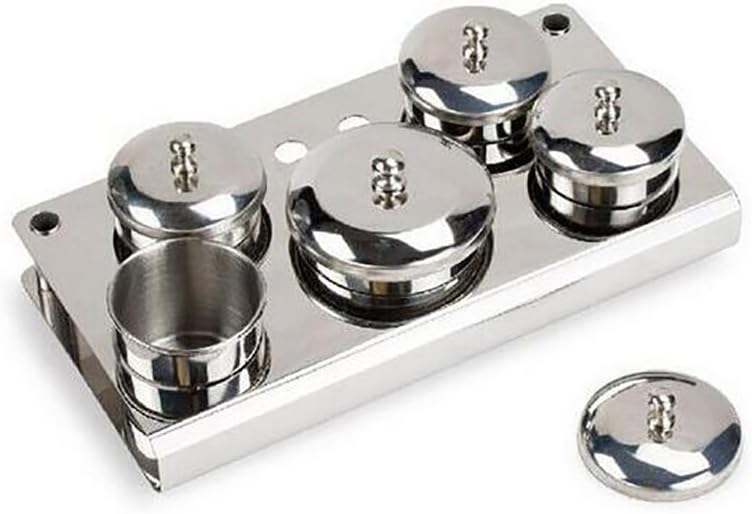 Jukaitai Stainless Steel 5 Pcs Jars Manicure Liquid & Powder Jar Set Nail Container