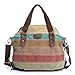 OURBAG Women Canvas Stripe Handbag Cross body Shoulder Bags Tote Satchel Messenger Bag Colorful
