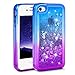 iPhone 4 Case, iPhone 4S Case, Ruky [Gradient Quicksand Series] Glitter Flowing Liquid Floating Protective Shockproof Clear TPU Girls Case for iPhone 4/4S - (Purple&Blue)