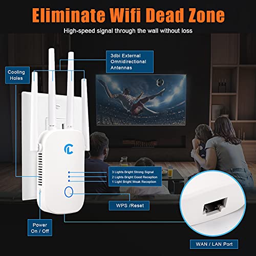 WiFi Extender for Home, 2.4 & 5GHz Dual Band 1200Mbps WiFi Booster with Ethernet Port,Simple Setup WiFi Internet Booster,360° Full Coverage WiFi Repeater Internet Extender…
