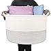 HOMSHOO Extra Large Cotton Rope Storage Basket - 21.7 x 13.8 inches Toys Storage Bin Woven Laundry Basket Storage for Blanket,Throw, Toys,Shoe