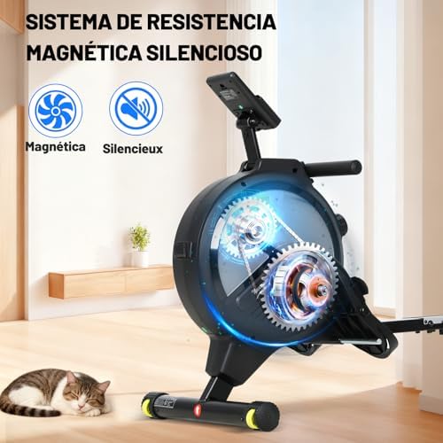 Máquina de Remo para casa, Máquina Remo casa con 16 Niveles de Resistencia, Pantalla LCD, Rowing Machine Magnético súper silenciosa, Nuevo Diseño, Mquina De Remo Profesional Gym En Casa
