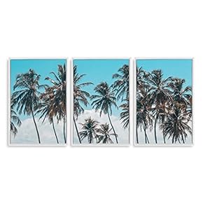 3 Piece Framed Canvas Wall Art for Living Room, Bedroom Vintage Tropical Palm Trees Canvas Prints for Modern Home Decoration Ready to Hang - 16"x24"x3 Panels