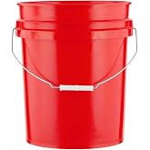 House Naturals 5 Gallon Premium HPDE Plastic Bucket - Made in USA Food Grade Storage Container, BPA Free All Purpose Pail (1, Red)