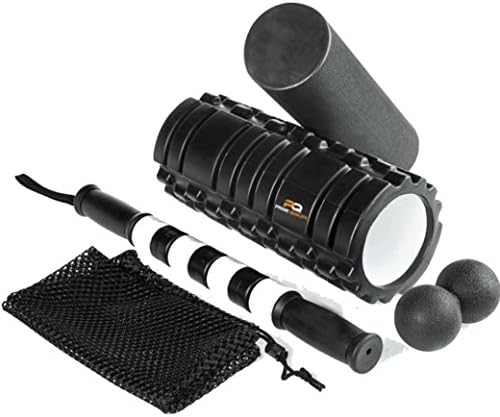 Prime Quality Exercise Massage Set with Deep Tissue Outer Roller, Inner Foam Roller, Massage Stick, Double Lacrosse Ball and Carrying Bag