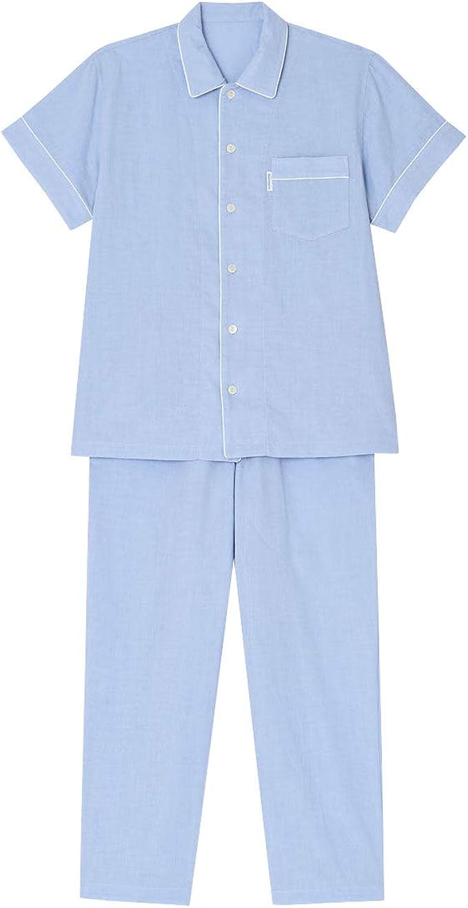Amazon ワコール Wacoal 睡眠科学 シャツパジャマ ルームウェア 上下セット メンズ 4分袖 半袖 前開き 2重ガーゼ パジャマ 通販