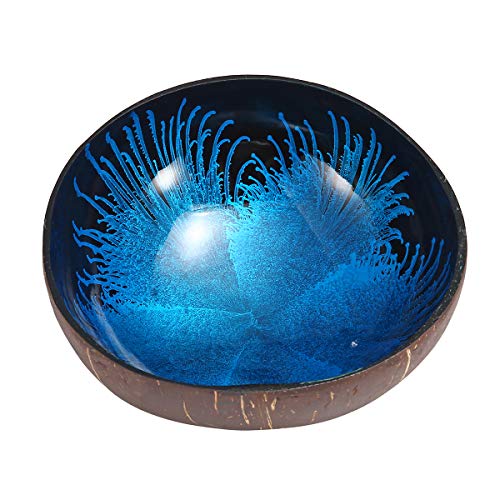 ESSORT Coconut Bowl, Natural Coconut Decorative Shell Handmade Unique Design for Party Home Kitchen Hotel Decoration Collection Wedding Birthday Gift Blue