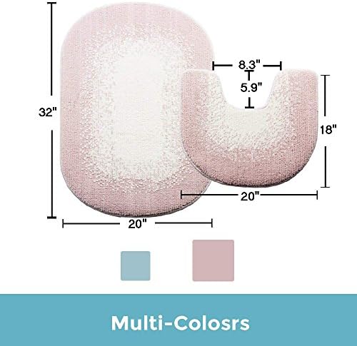 DADA HOMETEXTILE Bath Rug Sets Machine Washable Non Slip Water Proof Strong Absorbent Bathroom Mat (17.7"19.7" 19.7"31.5",pink)