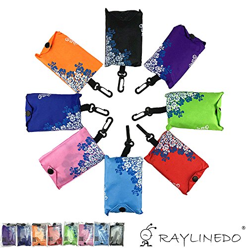 RayLineDo Expandable blue and white Shopping Bag Reusable Grocery Shopping Tote Bags Convenient Grocery Handy Bags , Shopping Travel Bags 7 PACK