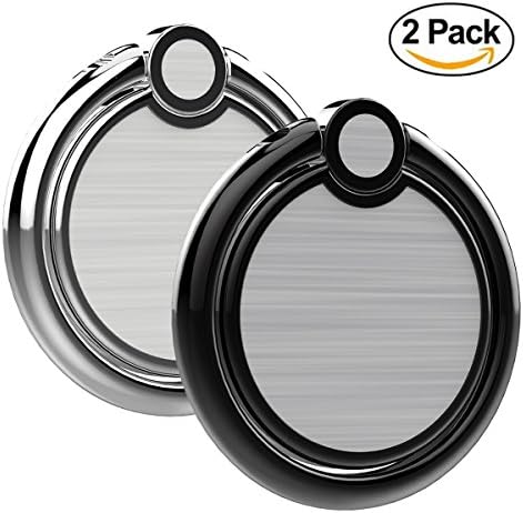 Phone Ring, ANARONA 360 Rotating Universal Cell Phone Holder Anti-Drop Finger Holder Mount for iPhone X, 8, 7, 7Plus, 6s, Galaxy S7 S8 and Most of Smartphones (Pack of 2, Silver + Black)