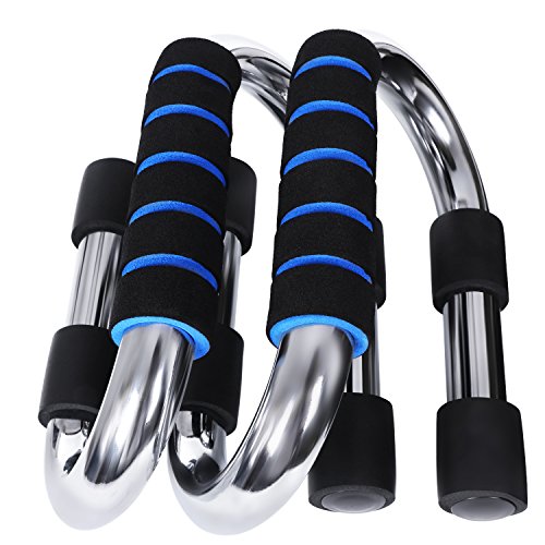 BEWISHOME Push Up Pushup Bars Stands 1 Pair Handles Set S-Shaped Strong Chrome Steel for Men and Women Workout Pushup Training Program TFC01L
