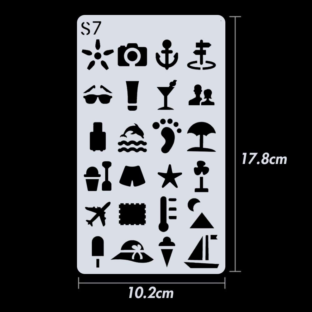 Koogel 24 Blätter Zeichenschablonen, Schablonen Set zum Nachzeichen für Bullet Journal, Scrapbooking, Textilgestaltung, Gästebuch, DIY Geschenkkarten