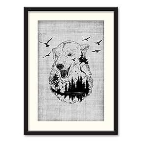 Black Paper Framed Canvas Wall Art for Living Room, Bedroom Beasts Black and White Canvas Prints for Home Decoration Ready to Hanging - 23x31 inches