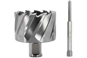 OSCARBIDE 2-1/4"x1 Annular Cutter, 2-1/4 inch Cutting Diameter,1 inch Depth of Cut,3/4 inch Weldon Shank,2 Flat Mag Drill Bit with Pilot Pin for Magnetic Drill Press,1 Piece