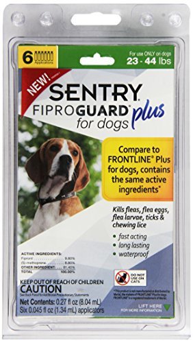 Sentry 6 Count Fiproguard Plus for Dogs Squeeze-On, 23-44-Pound by Sentry